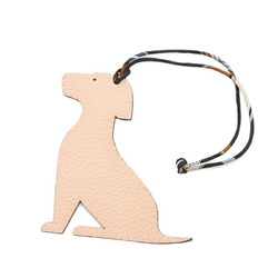 Hermes Petit H Dog Charm Leather Pink Beige Grey