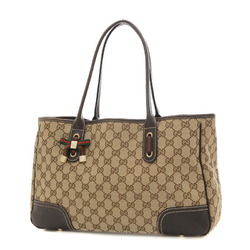 Gucci GG Pattern Princess Ribbon Tote Bag Canvas Leather Beige Brown 163805