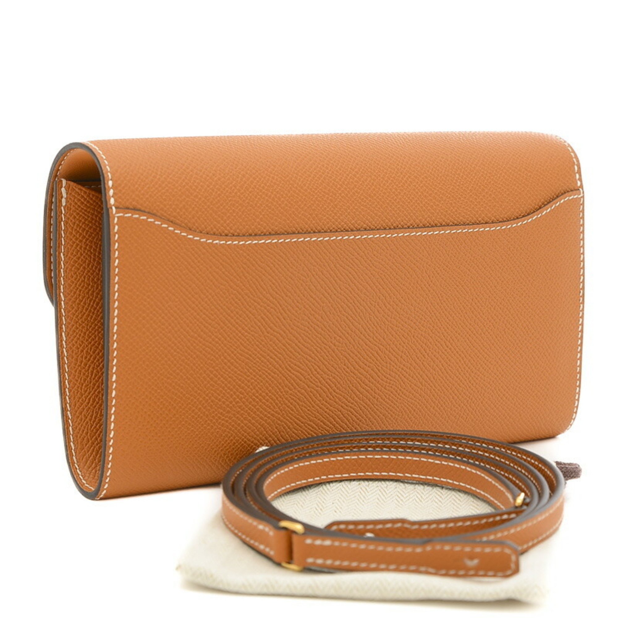 Hermes Constance To-Go Wallet Epson Toffee B Engraved