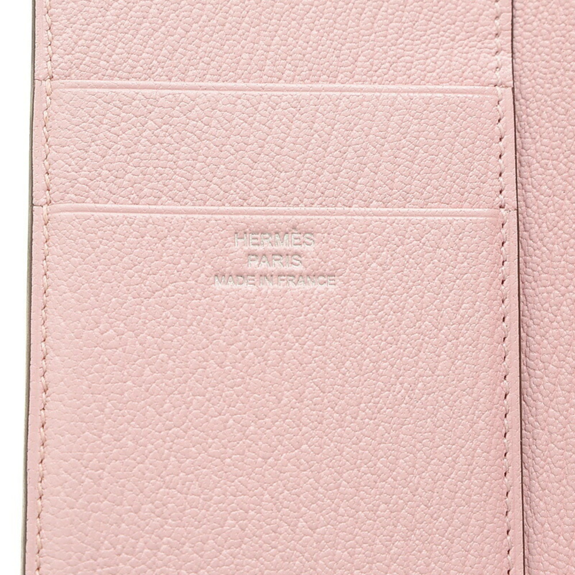 Hermes Bearn Combination Tri-fold Wallet Chevre Rose Sakura Z Stamp