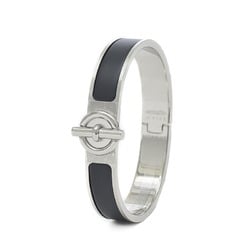Hermes Click Grenan Enamel Bracelet Bangle Silver Matte Black