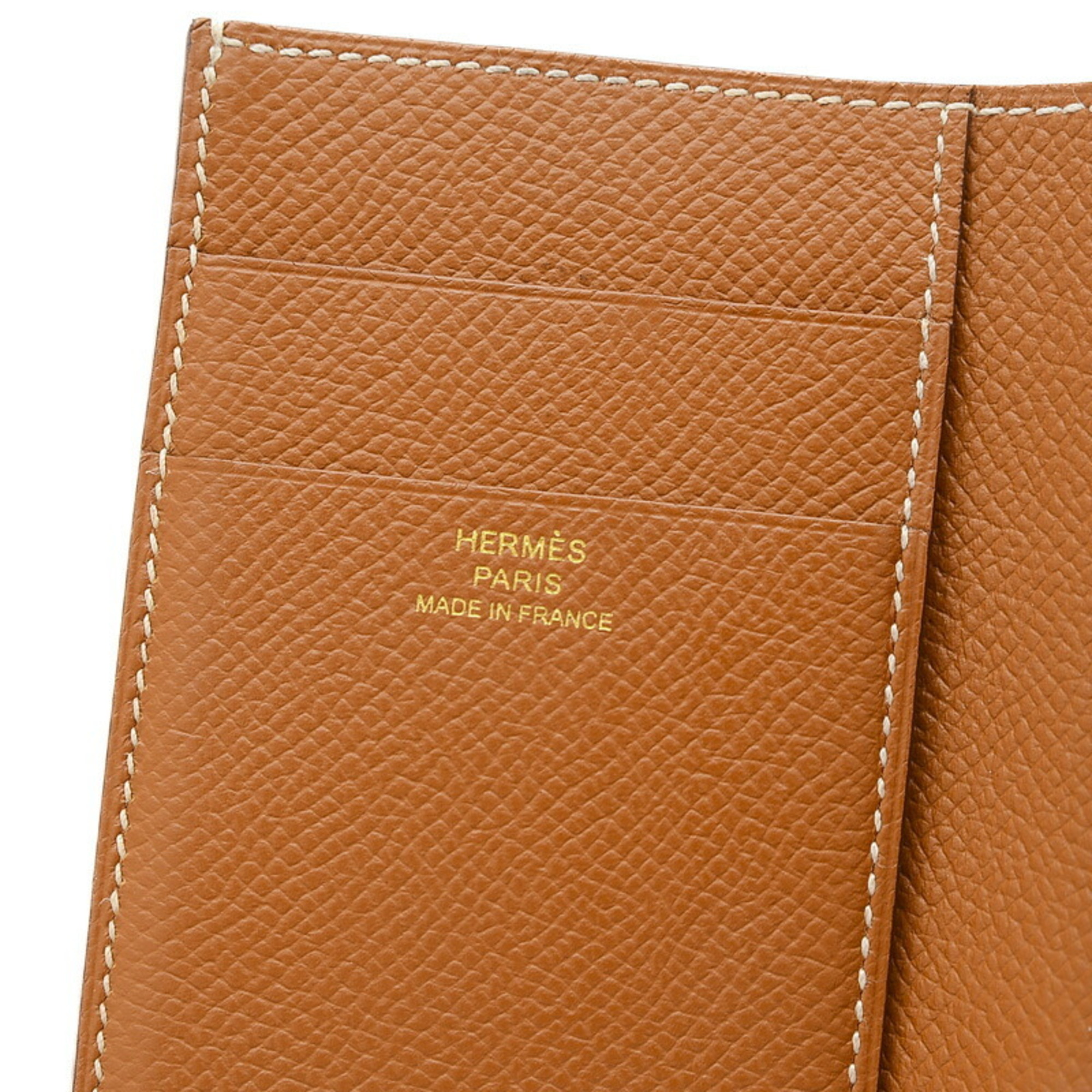 Hermes Bearn Combination Compact Tri-fold Wallet Epson Gold Z Stamp