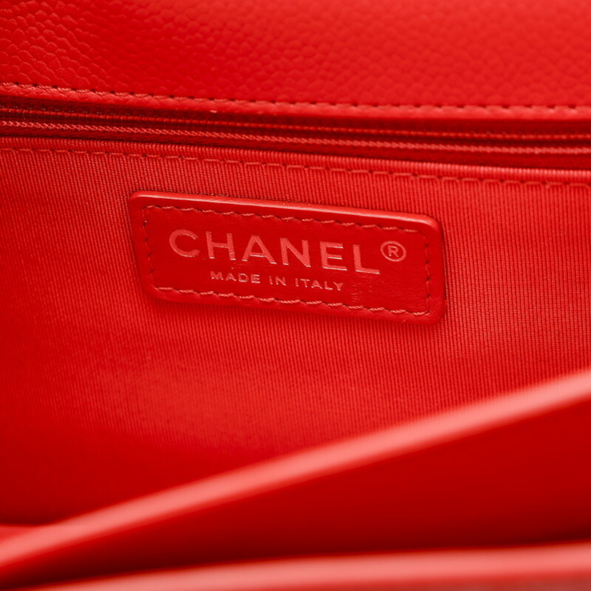 Chanel Double Chain Shoulder Bag Soft Caviar Skin Red