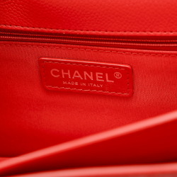Chanel Double Chain Shoulder Bag Soft Caviar Skin Red
