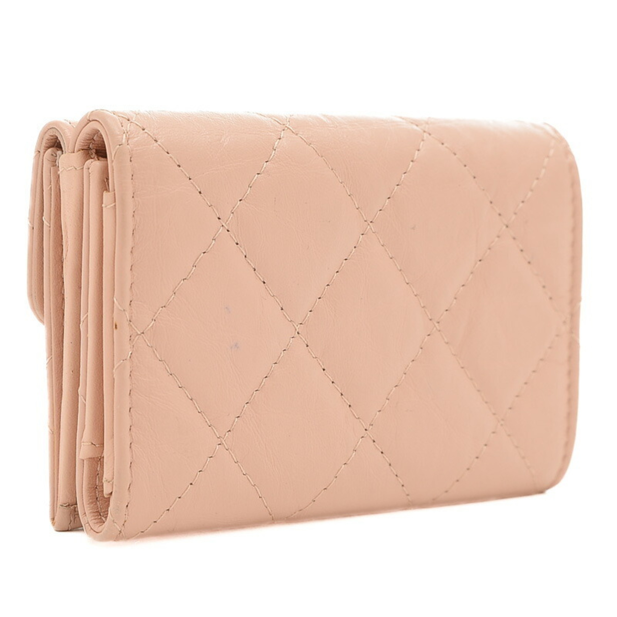 Chanel 2.55 Matelasse Compact Tri-fold Wallet in Calfskin Pink A70325