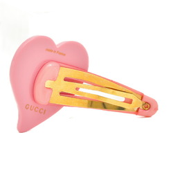 Gucci Interlocking G Heart Detail Hair Clip in Rhinestones and Pink