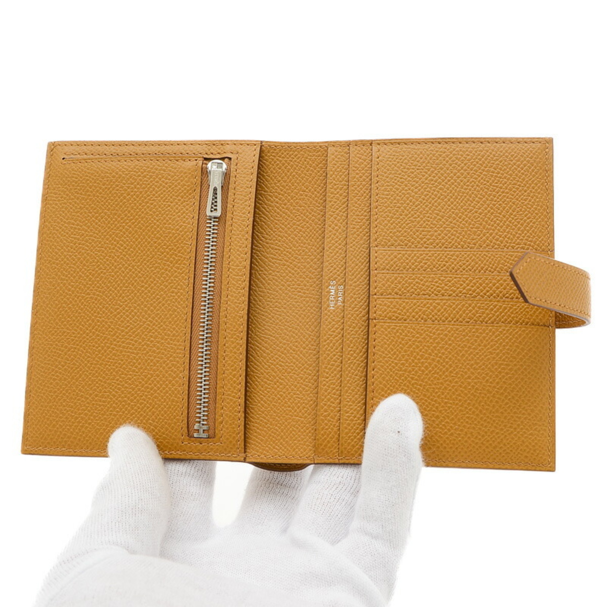 Hermes Bearn Compact Bi-fold Wallet Epson Sesame W Engraved