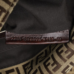 FENDI Zucchino Shoulder Bag 8BT075 Beige Brown Canvas Leather Women's