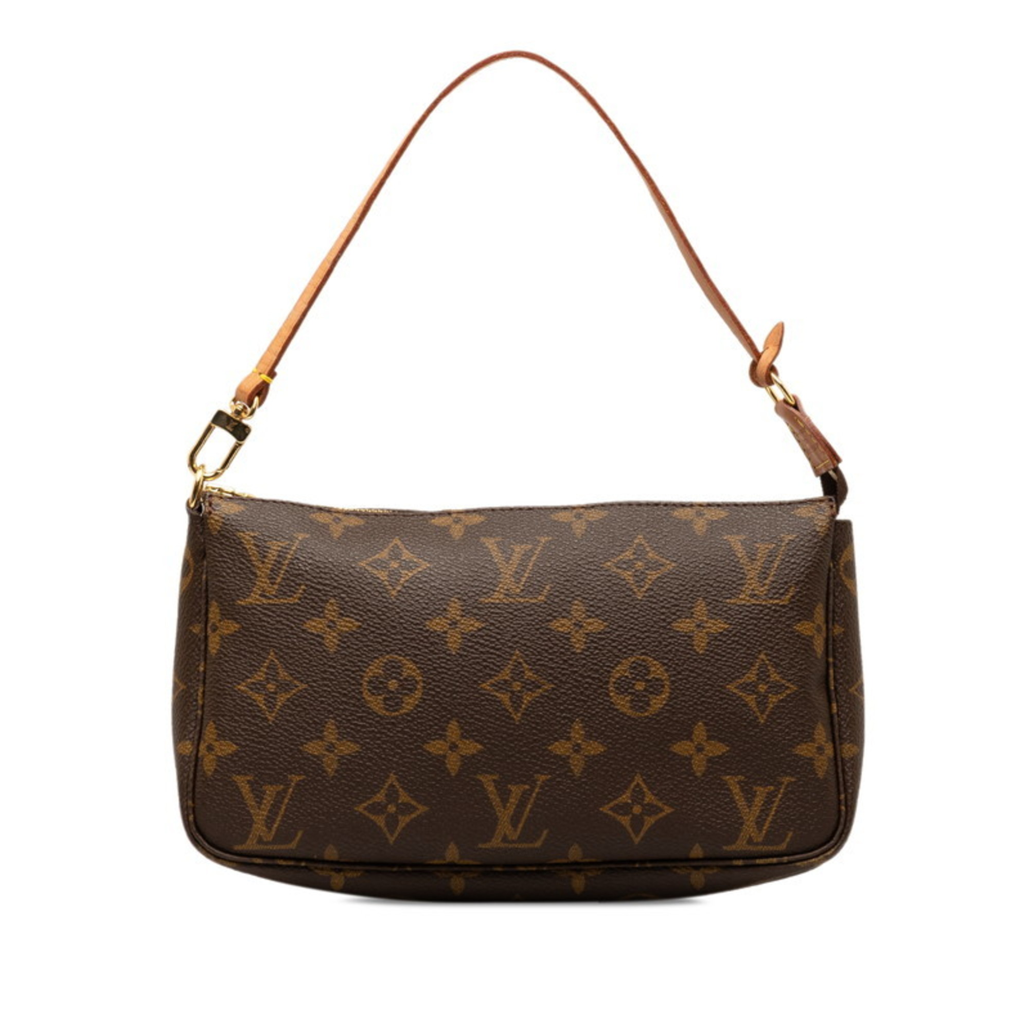 Monogram Pochette Accessoires Handbag Pouch M51980 Brown PVC Leather Women's