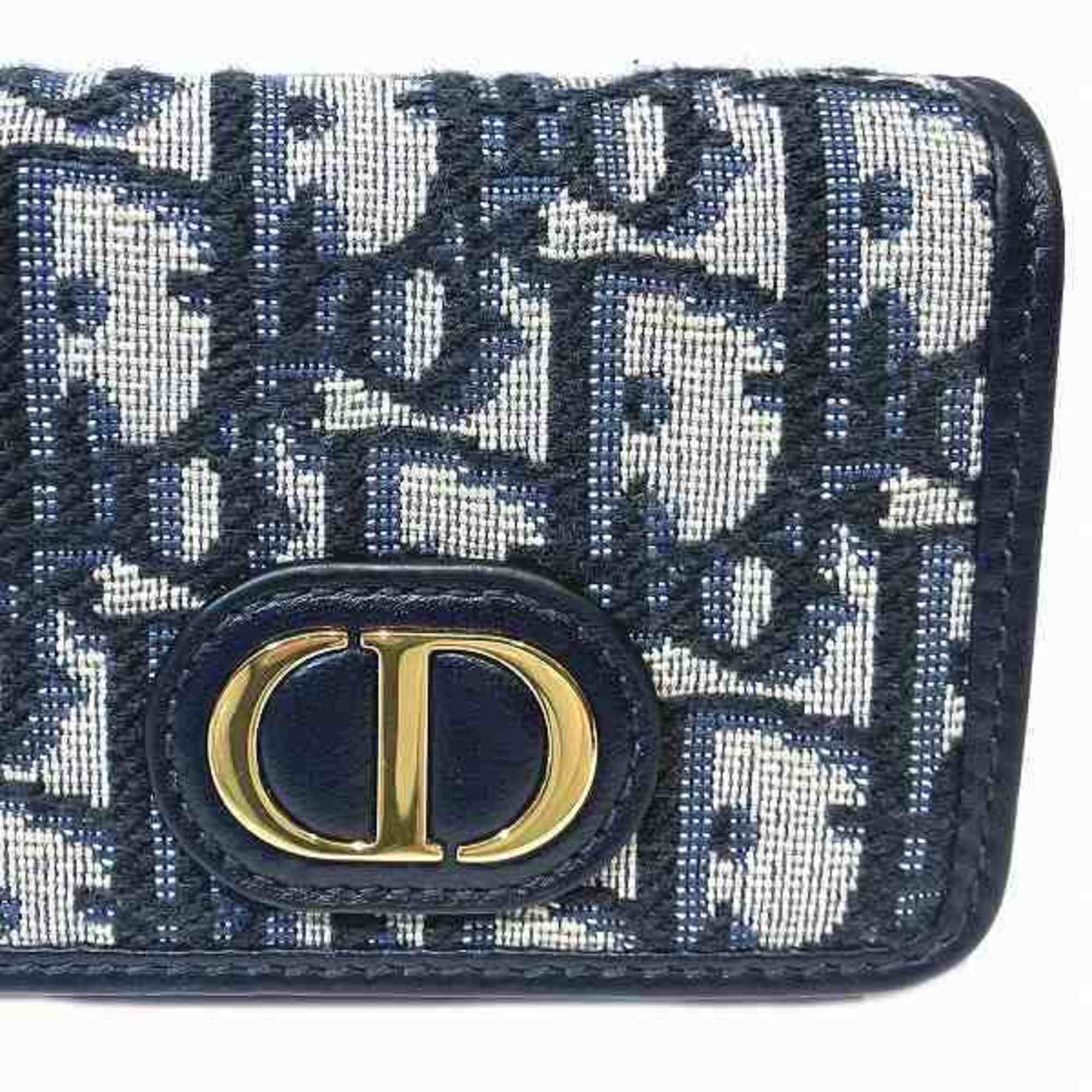 Christian Dior Dior Trotter Canvas x Leather Tri-Fold Wallet for Women