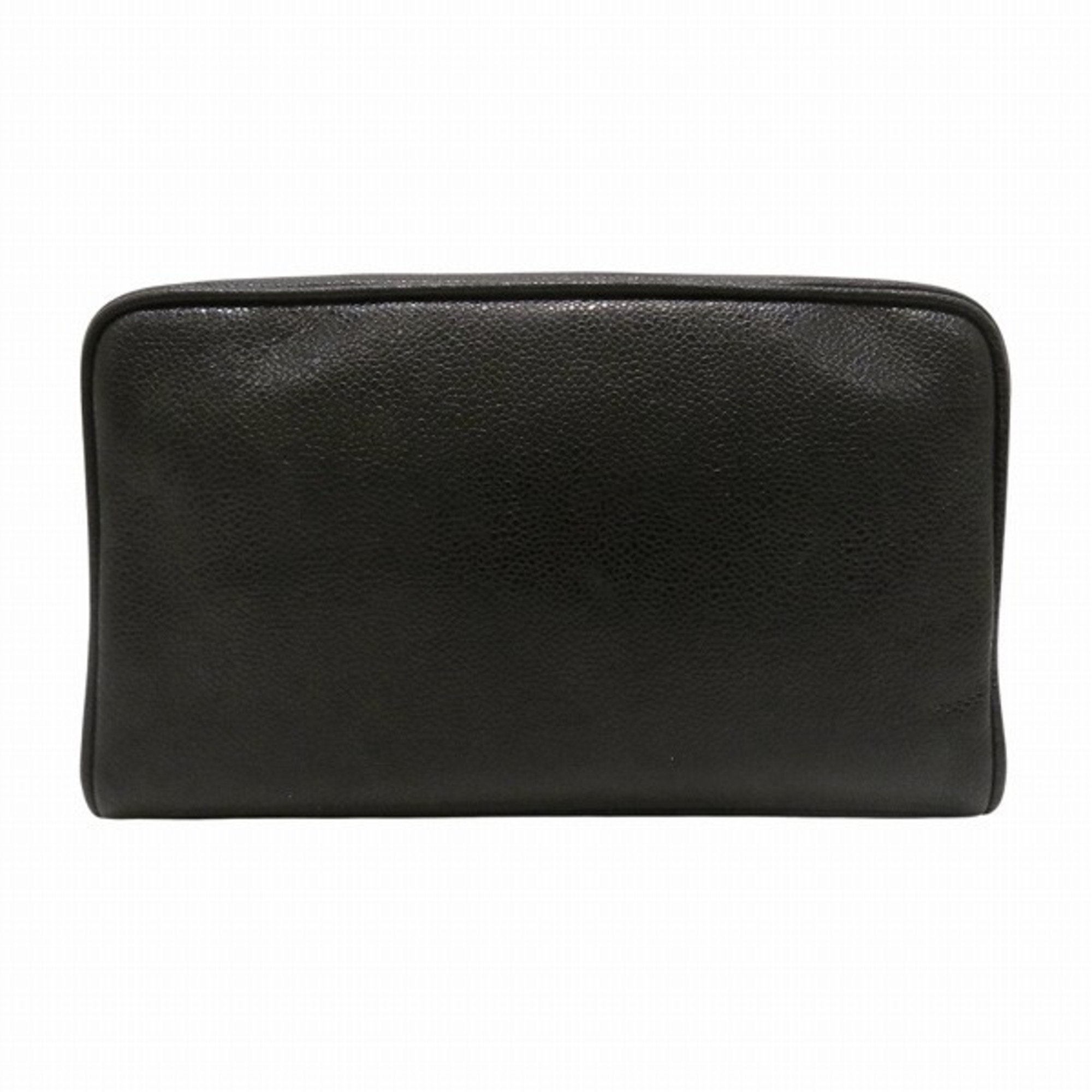 CHANEL Caviar Skin Coco Mark Accessory Pouch Women's Bag