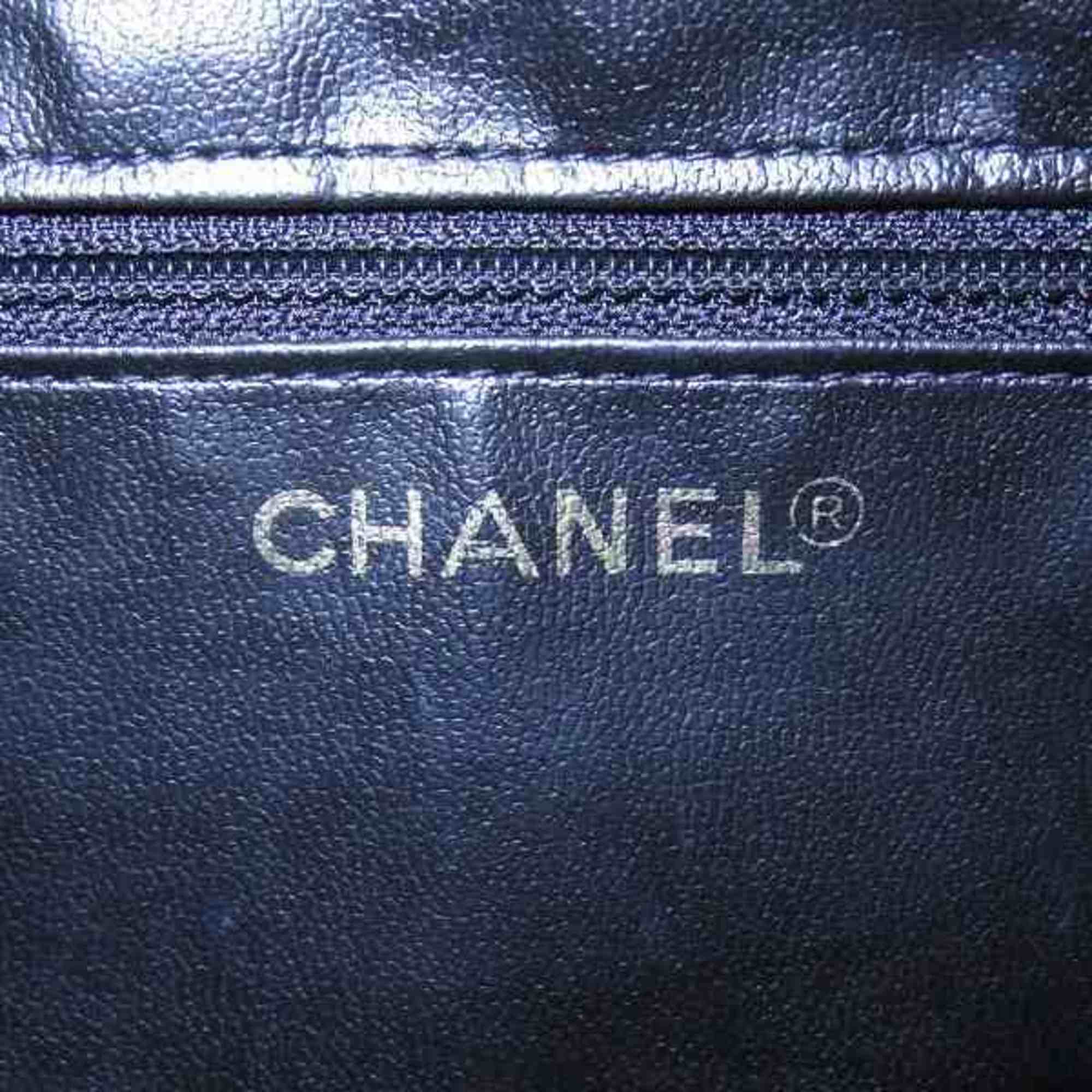 CHANEL Caviar Skin Coco Mark Accessory Pouch Women's Bag
