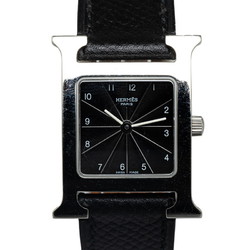 Hermes H Watch Wristwatch HH1.210 Quartz Black Dial Stainless Steel Leather Women's HERMES