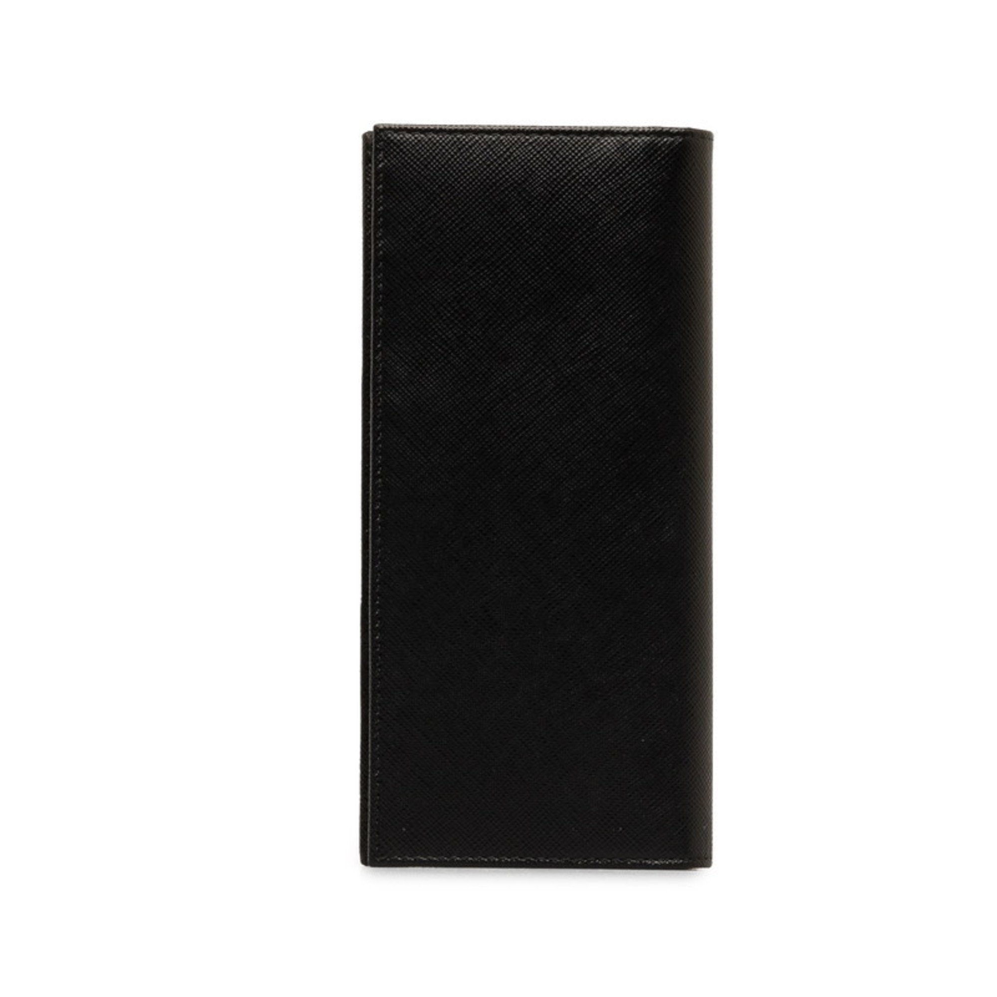 Prada Saffiano Triangular Plate Long Wallet 2MV836 Black Leather Women's PRADA