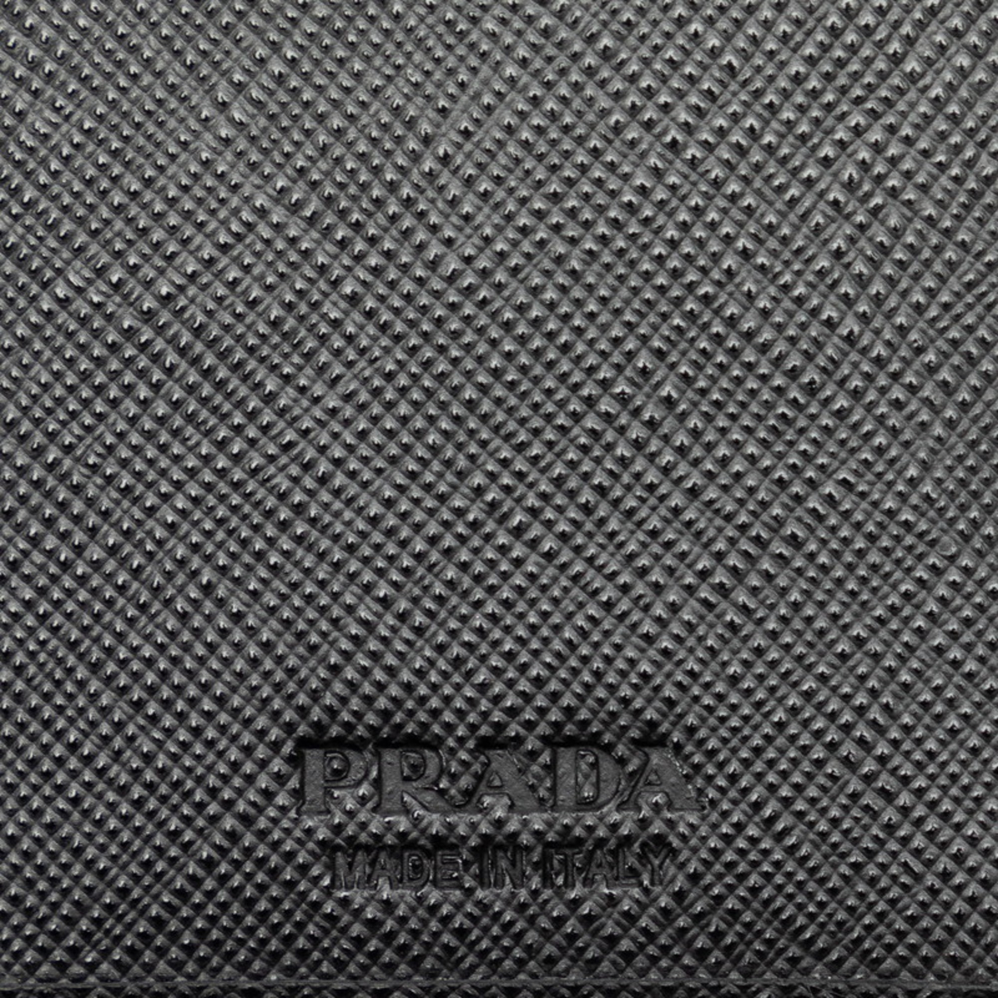 Prada Saffiano Triangular Plate Long Wallet 2MV836 Black Leather Women's PRADA