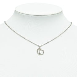 Christian Dior Dior rhinestone necklace silver metal women's