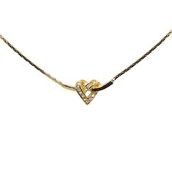Christian Dior Dior Hard Rhinestone Necklace Gold Plated Women's