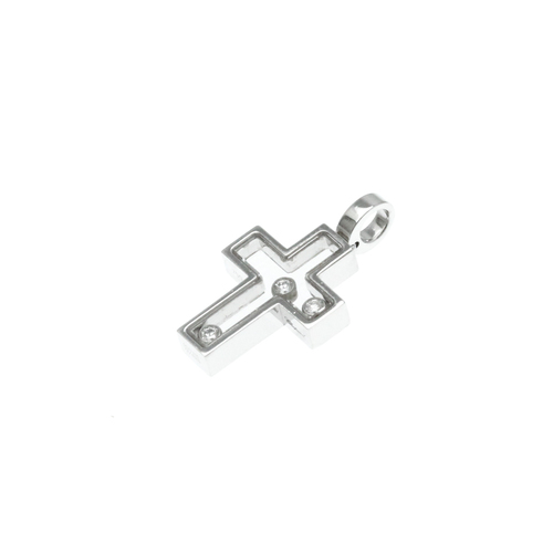Chopard Happy Diamond Cross Top Charm 79/4009 White Gold (18K) Diamond Men,Women Fashion Pendant Necklace (Silver)