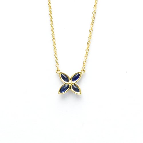 Tiffany Victoria Blue Sapphire Necklace Yellow Gold (18K) Sapphire Men,Women Fashion Pendant Necklace (Gold)