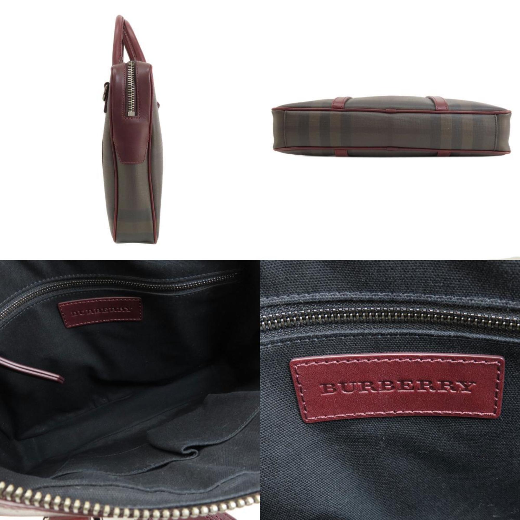 Burberry Check Pattern Handbag PVC/Leather Women's BURBERRY