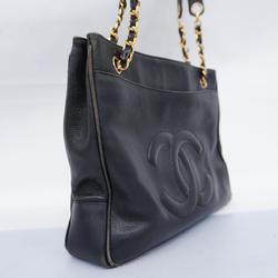 Chanel Shoulder Bag Chain Caviar Skin Black Women's