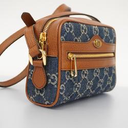 Gucci Shoulder Bag 517350 Denim Brown Blue Women's