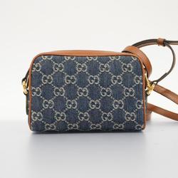 Gucci Shoulder Bag 517350 Denim Brown Blue Women's