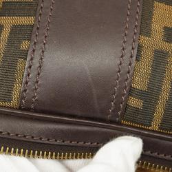 Fendi handbag Zucca nylon canvas leather khaki brown ladies