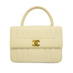 Chanel Handbag Mademoiselle Caviar Skin White Women's