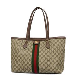 Gucci Tote Bag GG Supreme Sherry Line Ophidia 631685 Leather Brown Women's