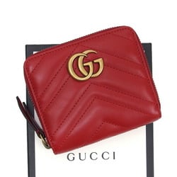 Gucci GG Marmont Chevron Stitch Zipper Coin Case Red