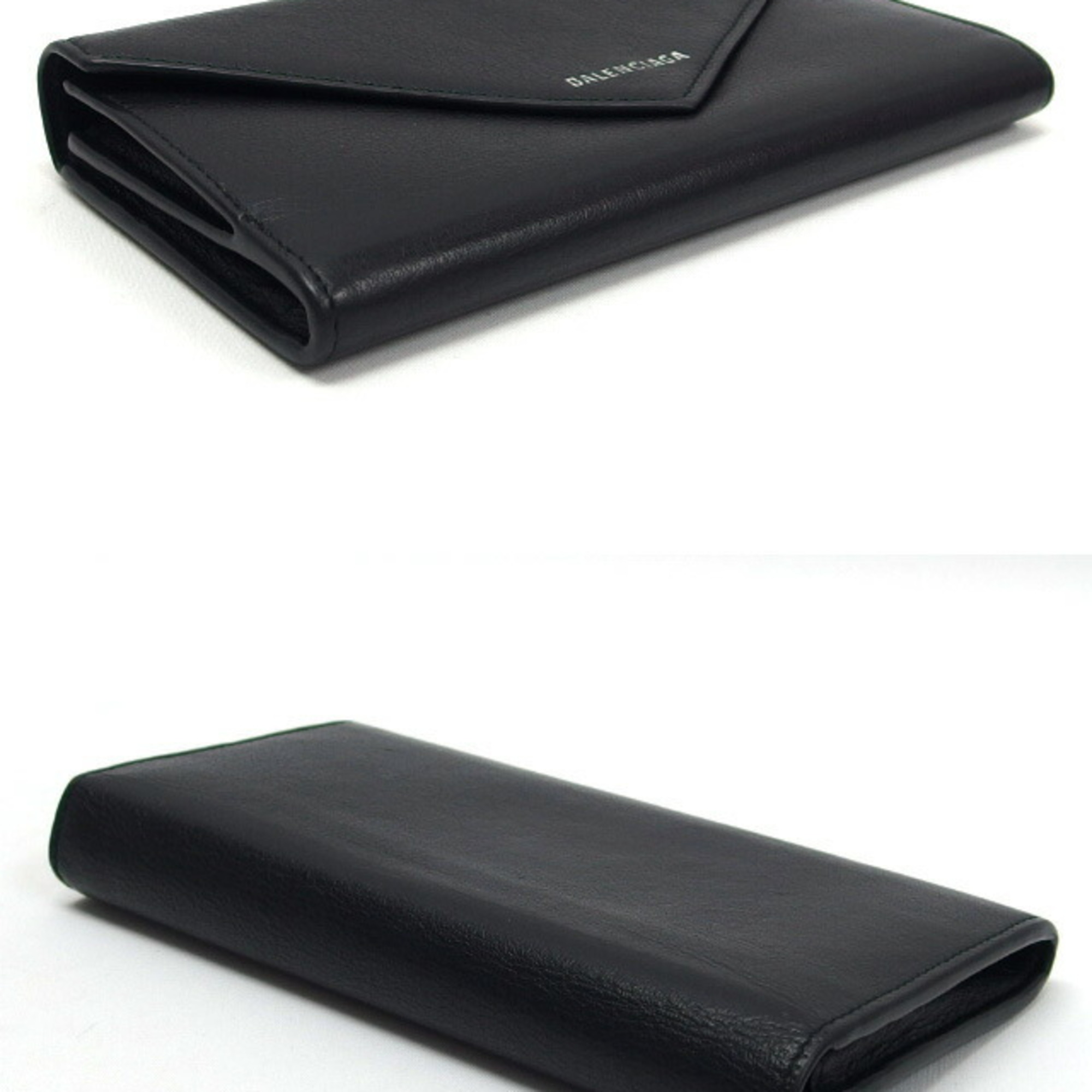 Balenciaga Paper Bi-fold Long Wallet Leather Black