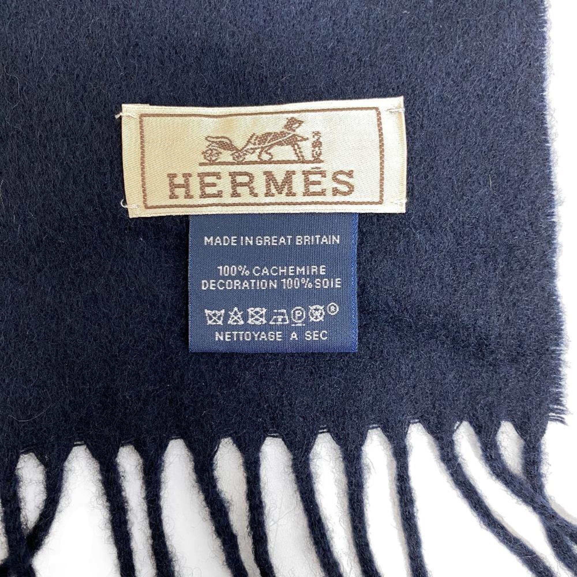 HERMES Hermes Scarf Dumbbell Embroidery Dark Navy Men's