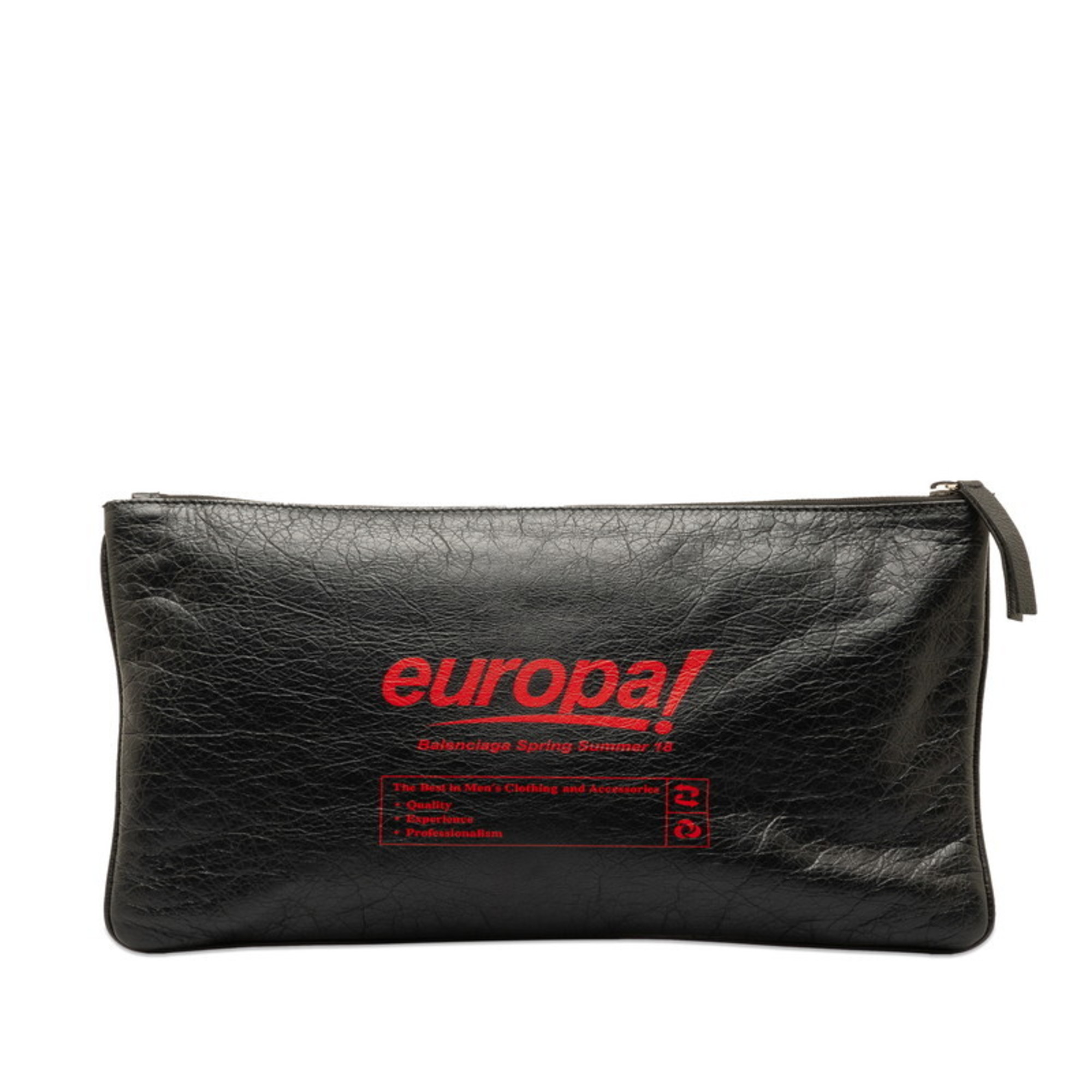 Balenciaga Clutch Bag Second 506794 Black Leather Women's BALENCIAGA