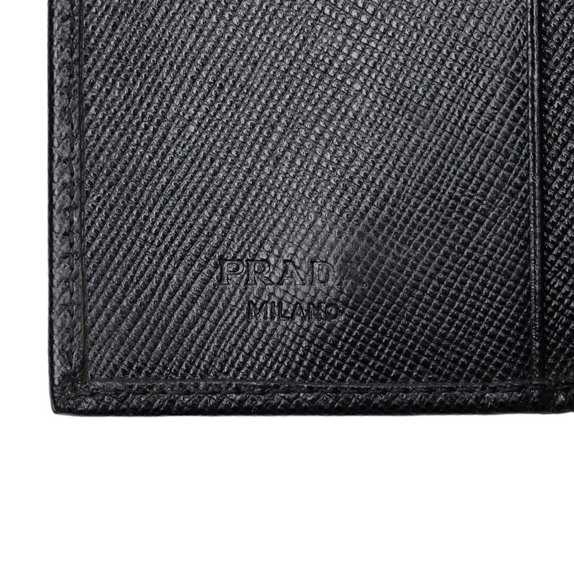 Prada Saffiano 6-ring key case M25U Black leather Women's PRADA