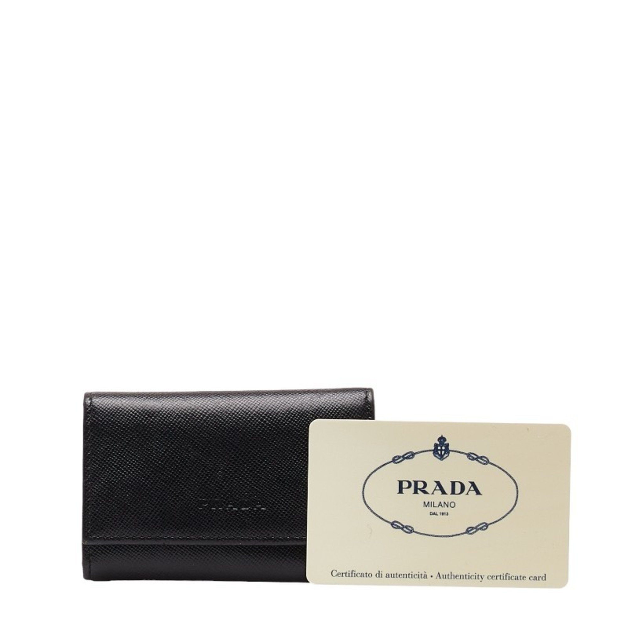 Prada Saffiano 6-ring key case M25U Black leather Women's PRADA