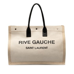 Saint Laurent Rive Gauche Large Handbag Tote Bag Beige Canvas Leather Women's SAINT LAURENT