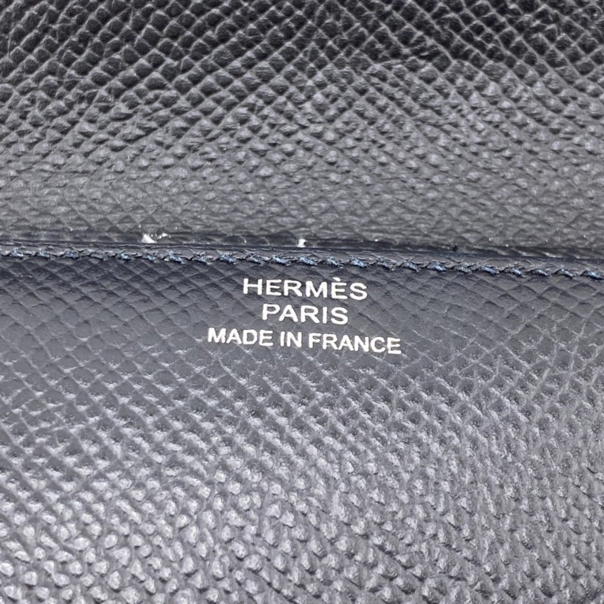 HERMES Click 12 2018 Compact Wallet Tri-fold Black Men's