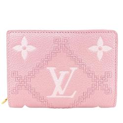 LOUIS VUITTON M81212 Broderie Portefeuille K Monogram Empreinte Bi-fold Wallet Pink Women's