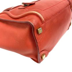 CELINE Luggage Micro Shopper Handbag Red Women's