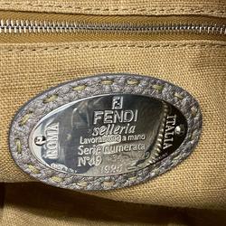 Fendi Shoulder Bag Selleria Leather Grey Women's
