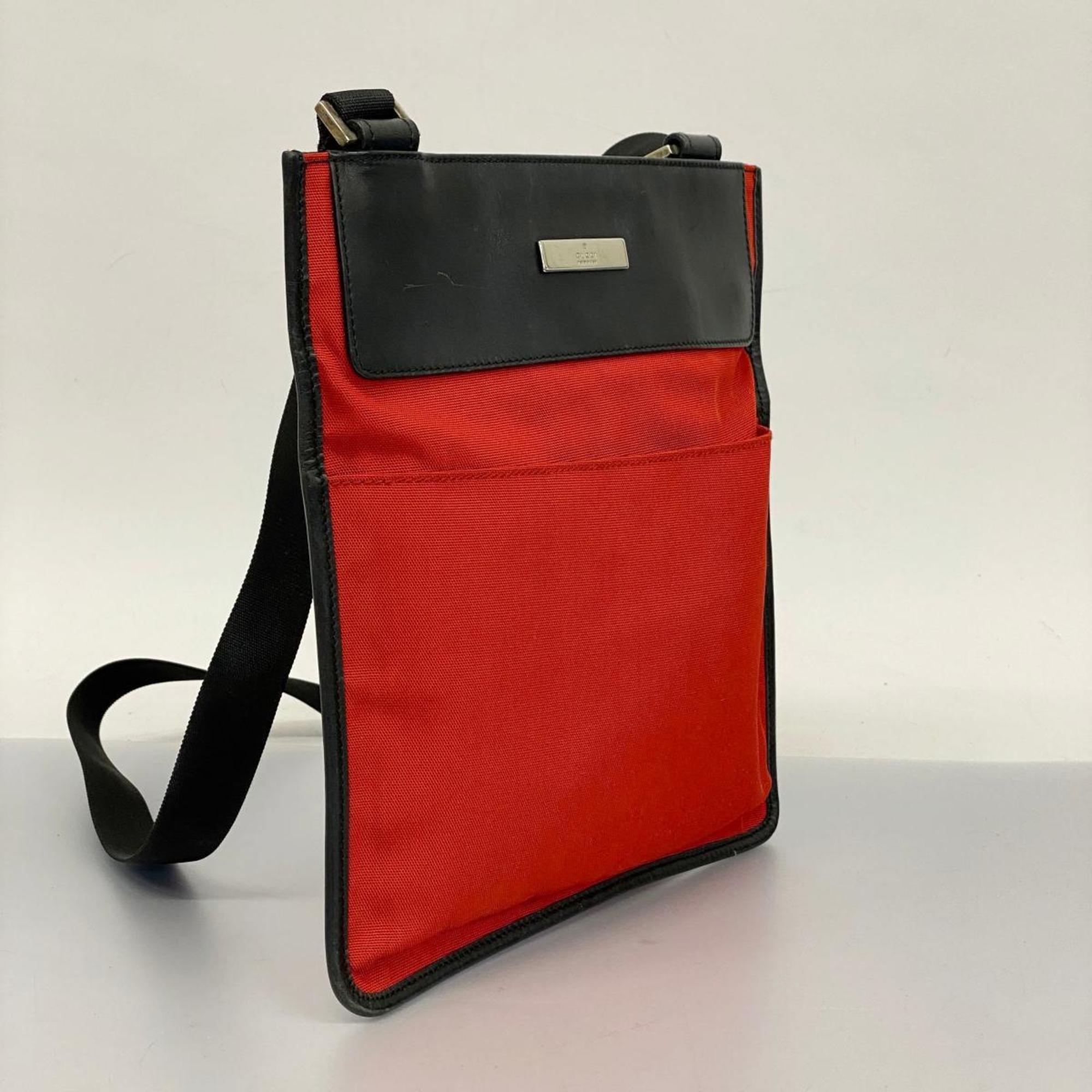 Gucci Shoulder Bag 019 0348 Nylon Leather Navy Red Men's Women's