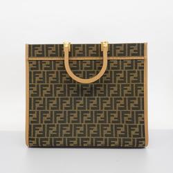 Fendi handbag Zucca nylon canvas brown black ladies