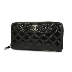 Chanel Long Wallet Matelasse Brilliant Patent Leather Black Women's