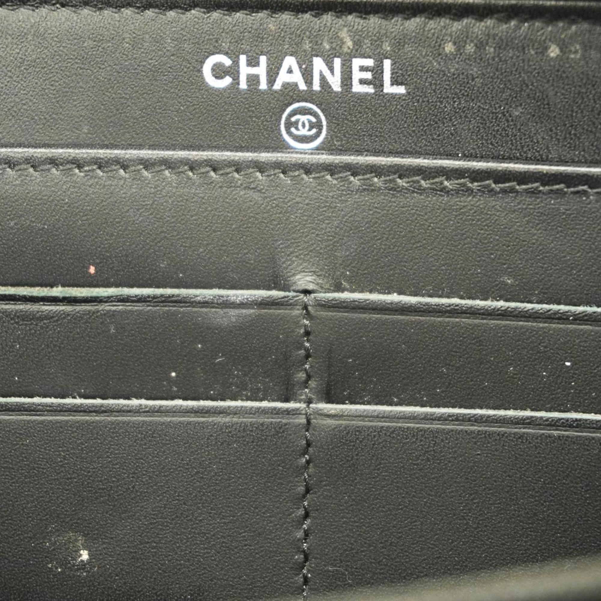 Chanel Long Wallet Matelasse Brilliant Patent Leather Black Women's