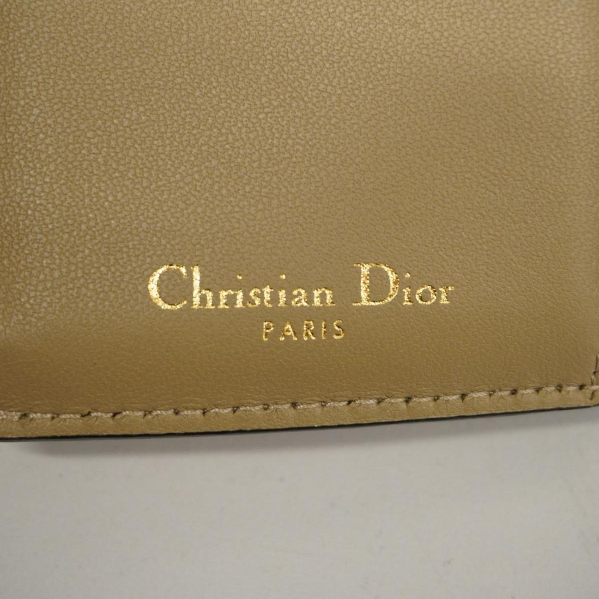 Christian Dior Tri-fold Wallet Leather Brown Women's