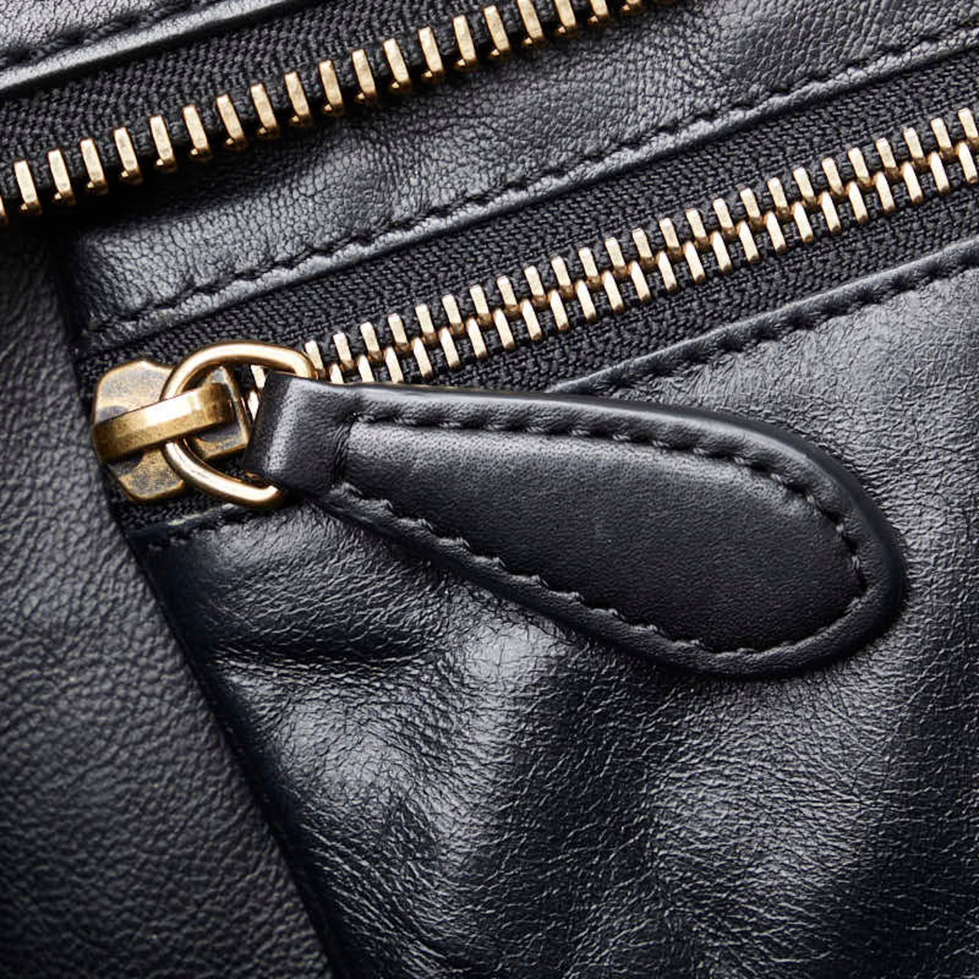 CELINE Luggage Shopper Handbag Black Leather Women's