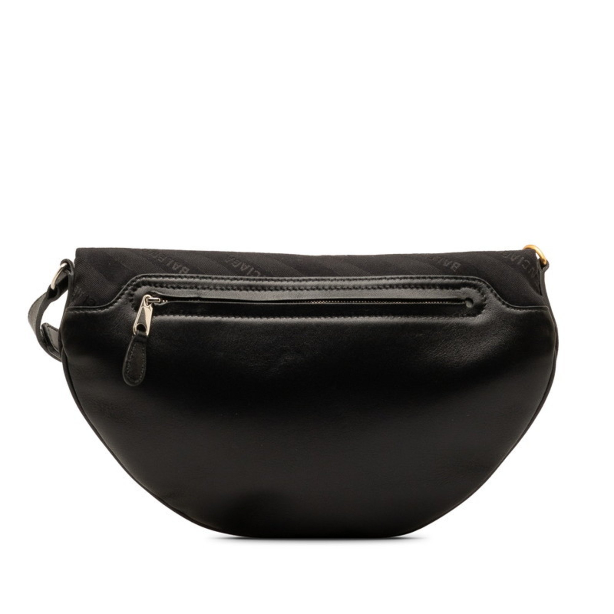 Balenciaga Souvenir Small Body Bag Waist 551550 Black Canvas Leather Women's BALENCIAGA