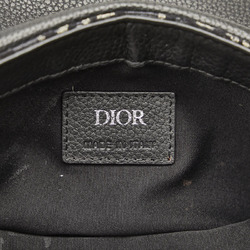 Christian Dior Dior Trotter Saddle Shoulder Waist Bag Black Canvas Leather Women's