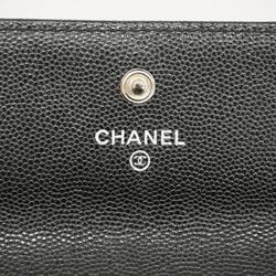 Chanel Long Wallet Boy Caviar Skin Black Ladies